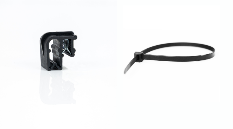 Fixation clip and cable tie separate