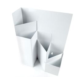 An empty storage rack for cable ties, pictured from the side and above, on a white background.