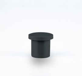 A black Jacob blanking plug, with metric thread, on a white background.