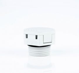 A light gray Jacob plastic venting element, with metric thread, on a white background.