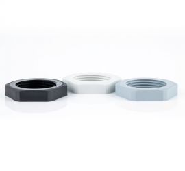 Jacob hexagonal locknuts (Pg) in Gray, white and black, on a white background.
