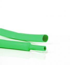 Een lengtestuk groene dunwandige krimpkous, H-2(Z), van het merk Hongshang, op een witte achtergrond.