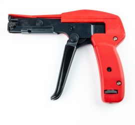 A cable tie installation tool, for plastic cable ties up to 4.8 millimeters wide, on a white background.